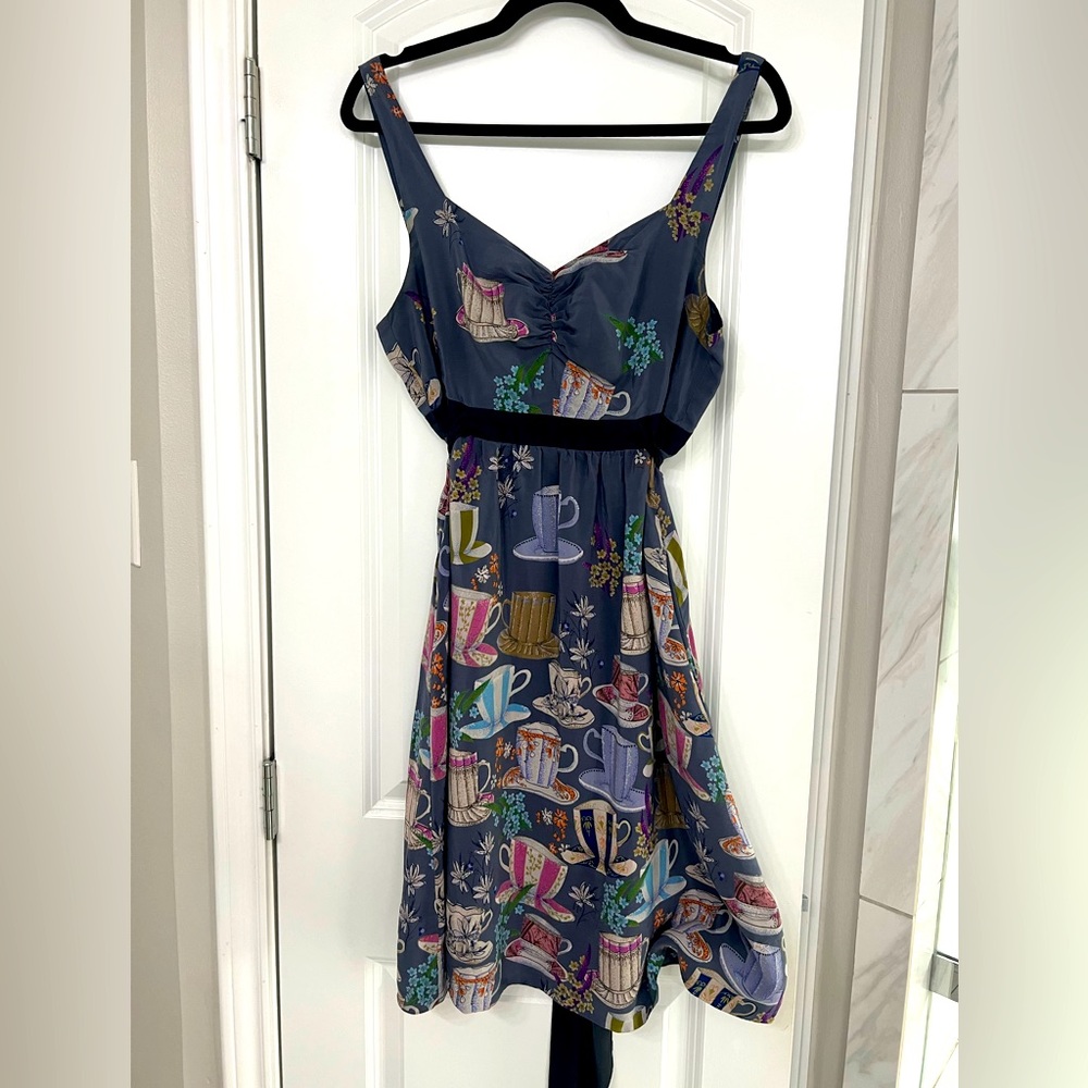 Anthropologie Floreat Silk Teacup Dress